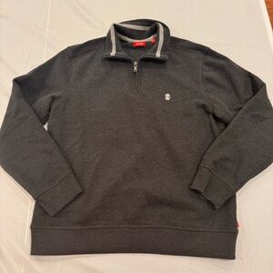 IZOD Mens Gray Pullover sweater Sweatshirt 1/4 zip Sz medium